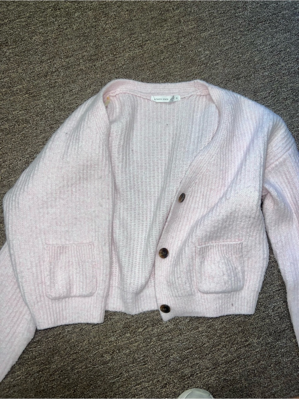 Altar'd State Pale Pink Button-Front Cozy Cardigan